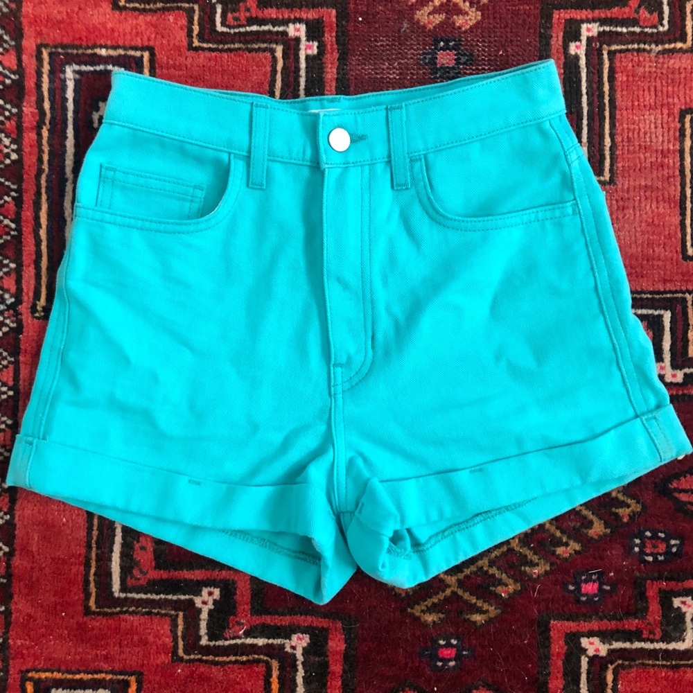 American apparel high waisted blue shorts size 26